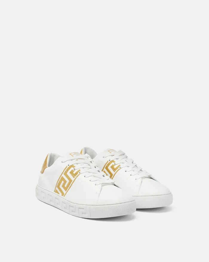 Versace Embroidered Greca Sneakers Whiteprint Men Sneakers