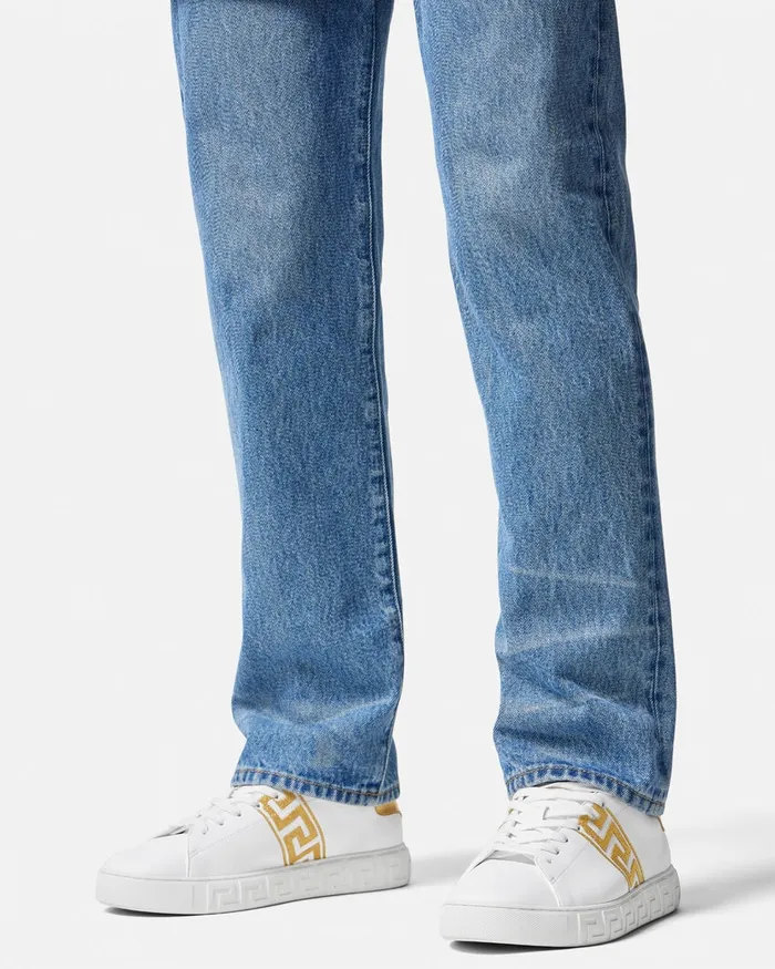 Versace Embroidered Greca Sneakers Whiteprint Men Sneakers