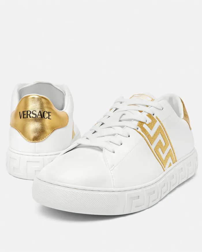 Versace Embroidered Greca Sneakers Whiteprint Men Sneakers
