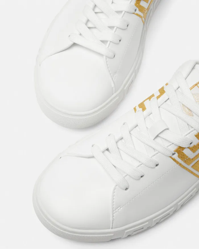 Versace Embroidered Greca Sneakers Whiteprint Men Sneakers