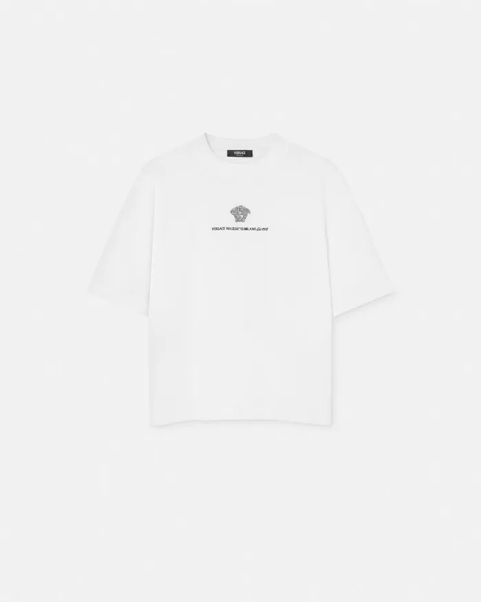 Versace Embroidered Medusa Milano TShirt White Men TShirts and Polos