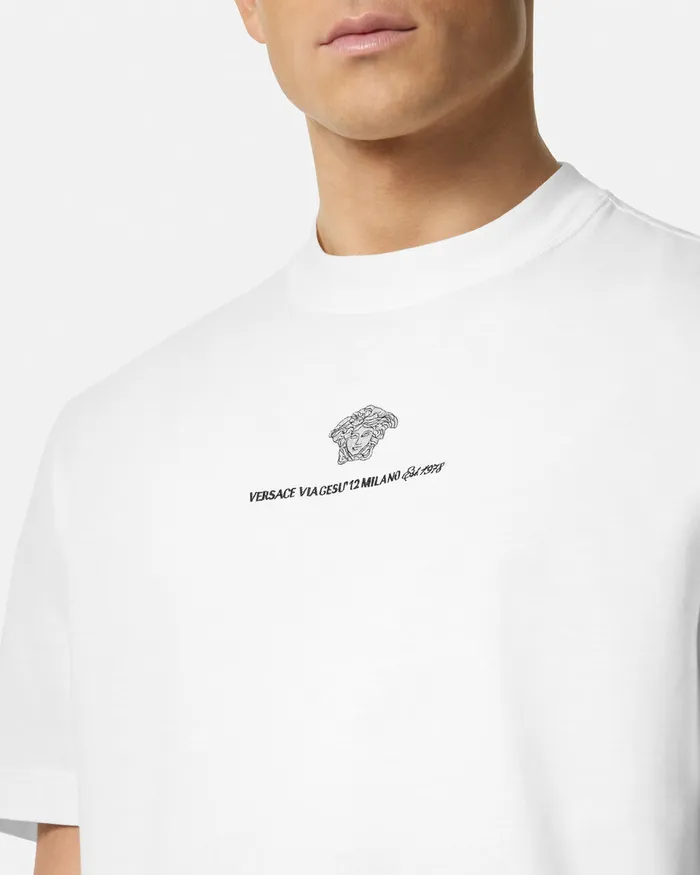 Versace Embroidered Medusa Milano TShirt White Men TShirts and Polos