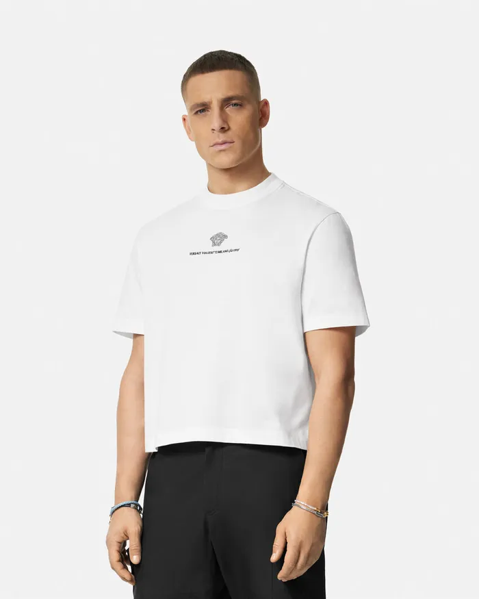 Versace Embroidered Medusa Milano TShirt White Men TShirts and Polos