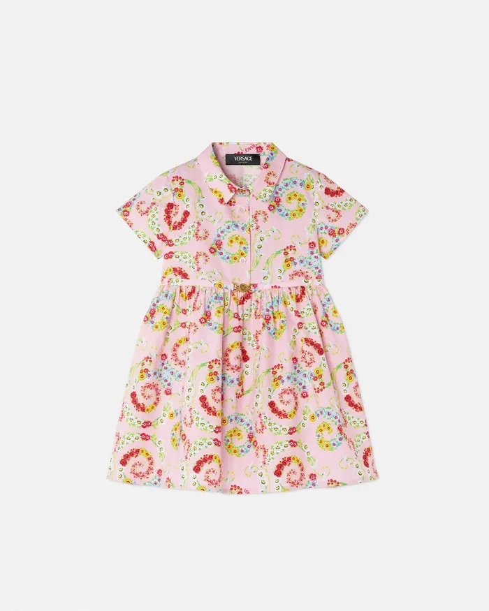 Versace Floral Swirl Shirt Dress Pinkprint Kids Dresses