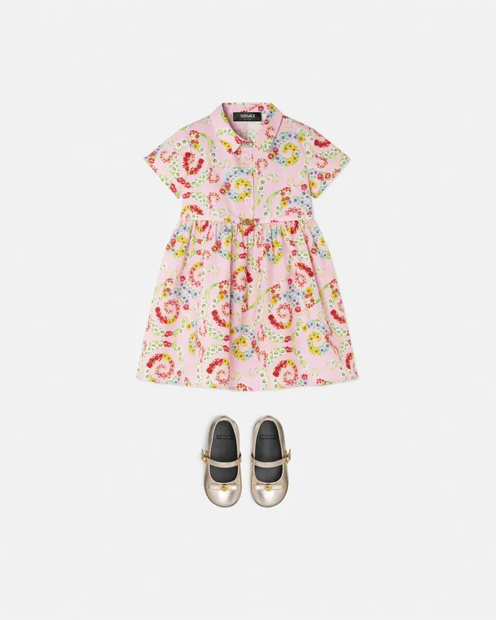 Versace Floral Swirl Shirt Dress Pinkprint Kids Dresses