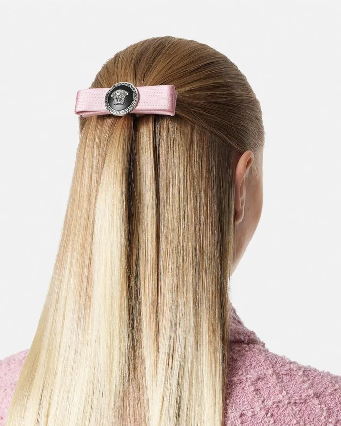 Versace Gianni Ribbon Hair Clip Light Pink Women Hair Accessories
