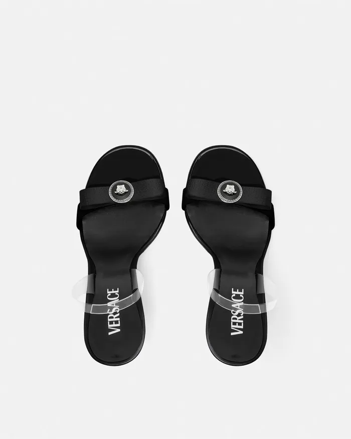 Versace Gianni Ribbon Slingback Sandals 110 Mm Blacksilver Women Sandals