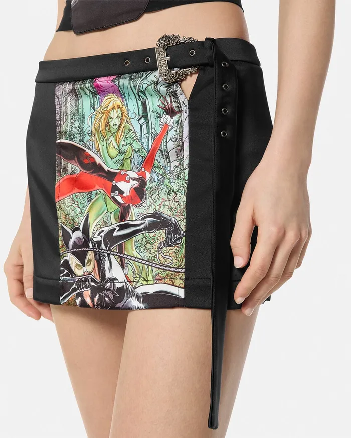 Versace Gotham City Sirens Mini Skirt Blackprint Women Jeans Couture