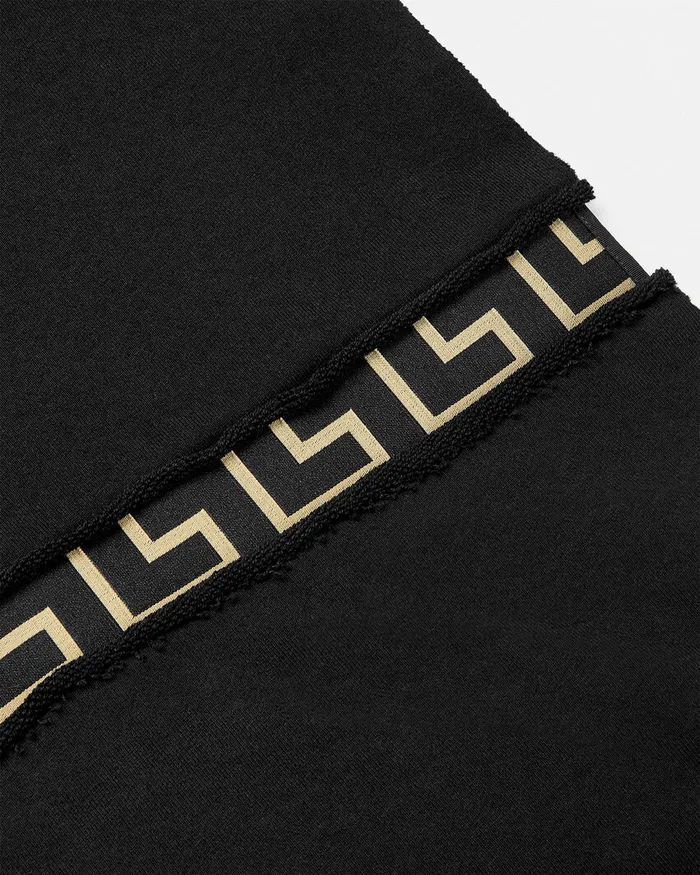 Versace Greca Border Gym Crop Hoodie Black Women Activewear
