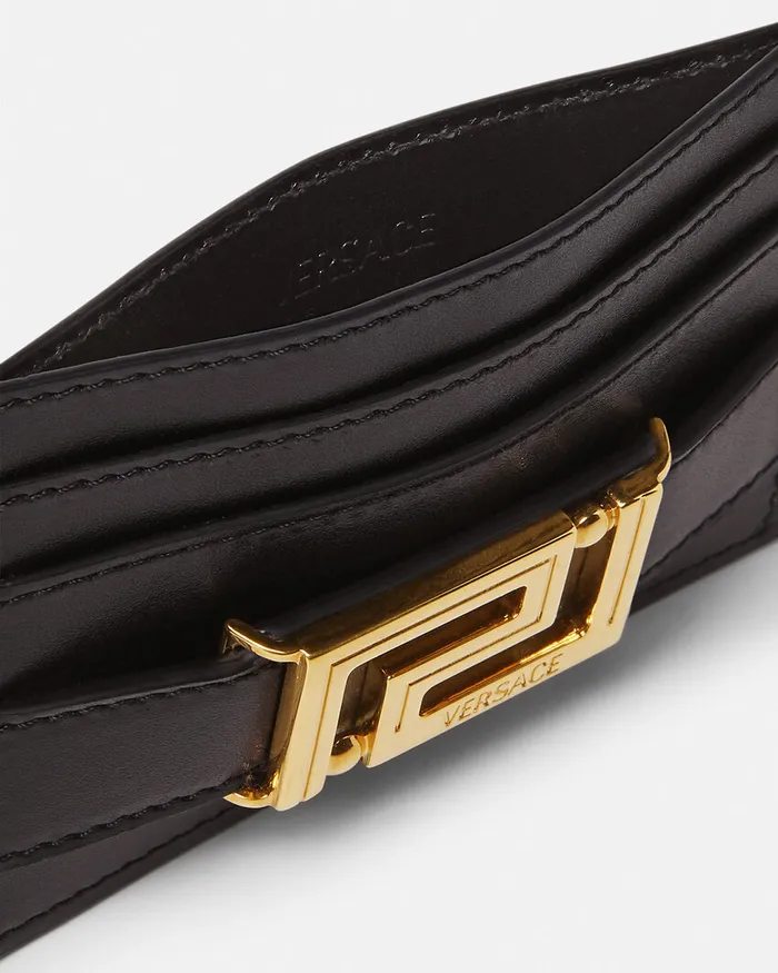 Versace Greca Goddess Card Holder Blackgold Women Wallets