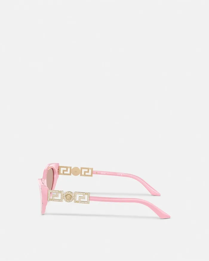 Versace Greca Strass CatEye Sunglasses Pink Women Sunglasses