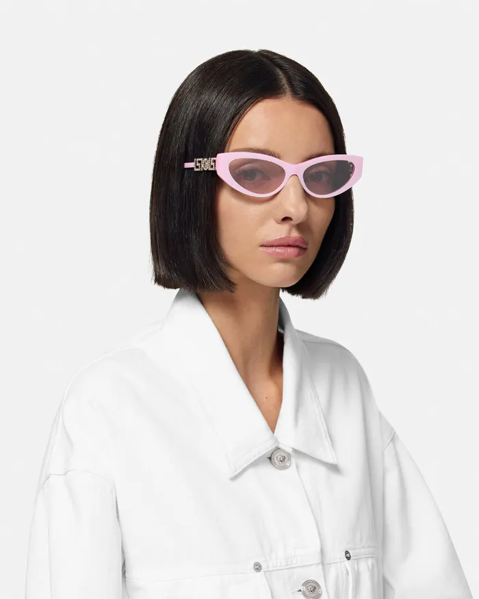 Versace Greca Strass CatEye Sunglasses Pink Women Sunglasses
