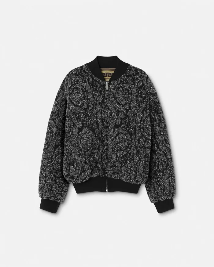 Versace La Coupe Des Dieux Reversible Bomber Jacket Blacksilver Men Knitwear