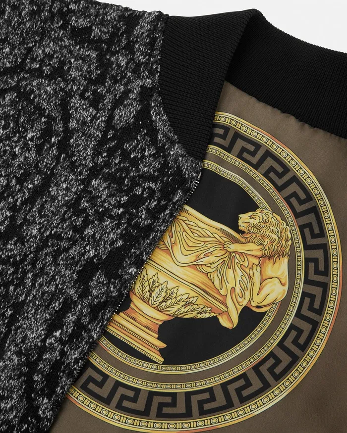 Versace La Coupe Des Dieux Reversible Bomber Jacket Blacksilver Men Knitwear