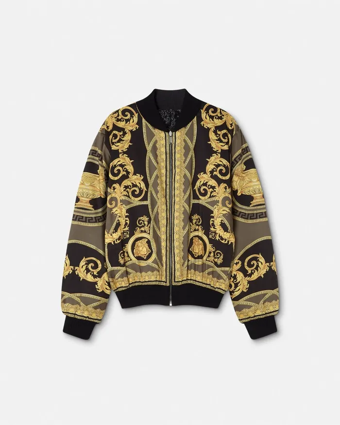 Versace La Coupe Des Dieux Reversible Bomber Jacket Blacksilver Men Knitwear