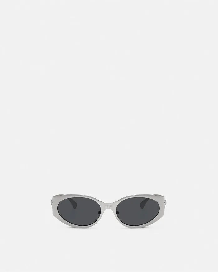 Versace La Medusa Oval Sunglasses Silver Women Sunglasses