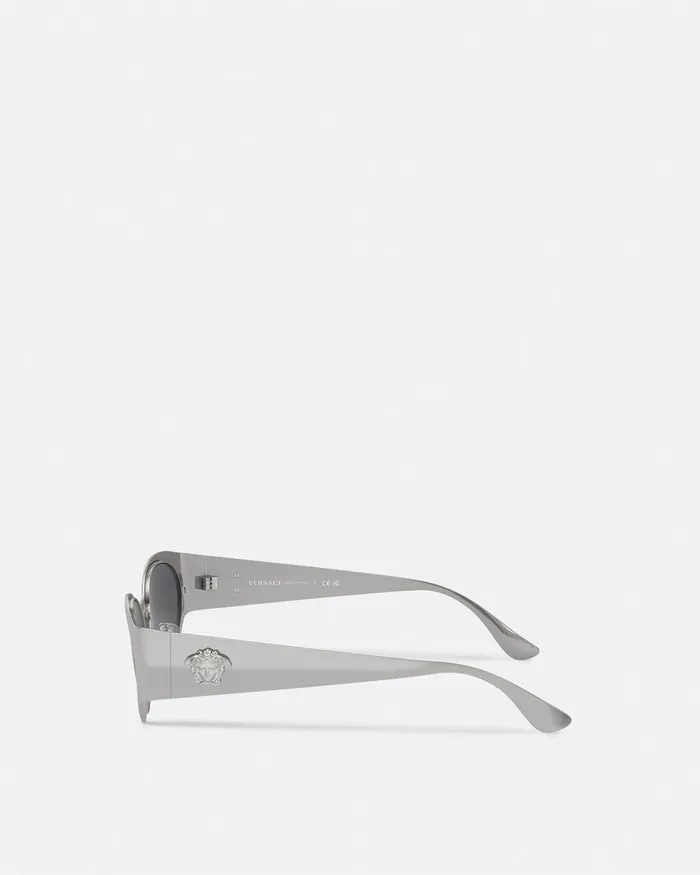 Versace La Medusa Oval Sunglasses Silver Women Sunglasses