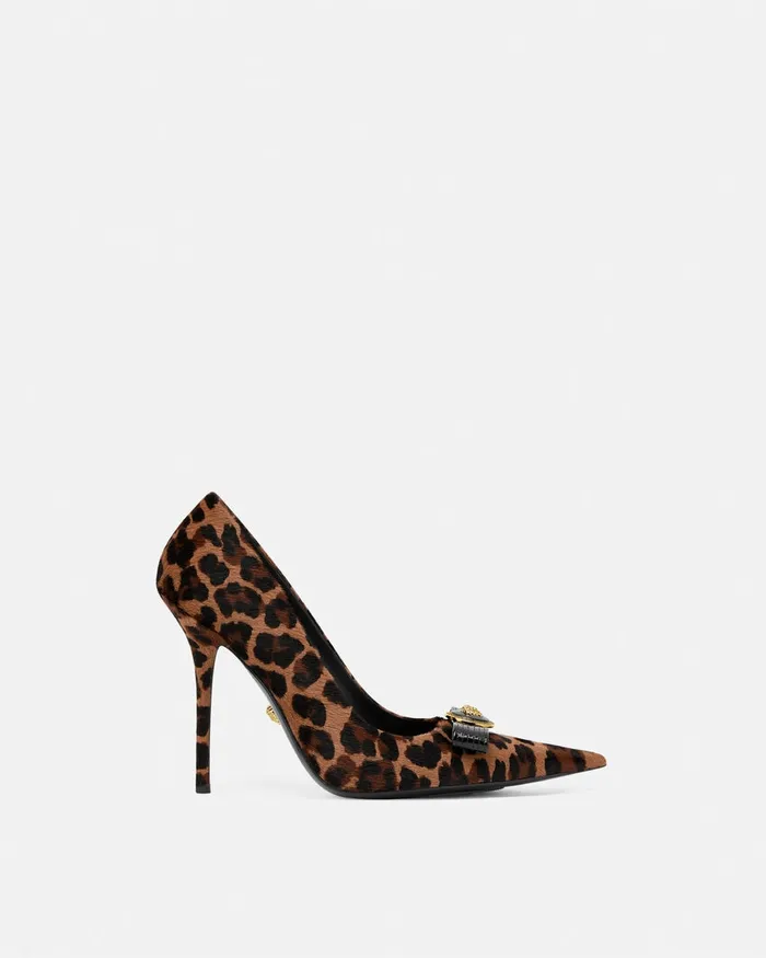Versace Leopard Gianni Ribbon Pumps 110 Mm Animalier Women Pumps and Slingbacks