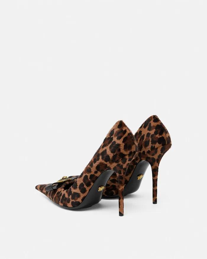 Versace Leopard Gianni Ribbon Pumps 110 Mm Animalier Women Pumps and Slingbacks