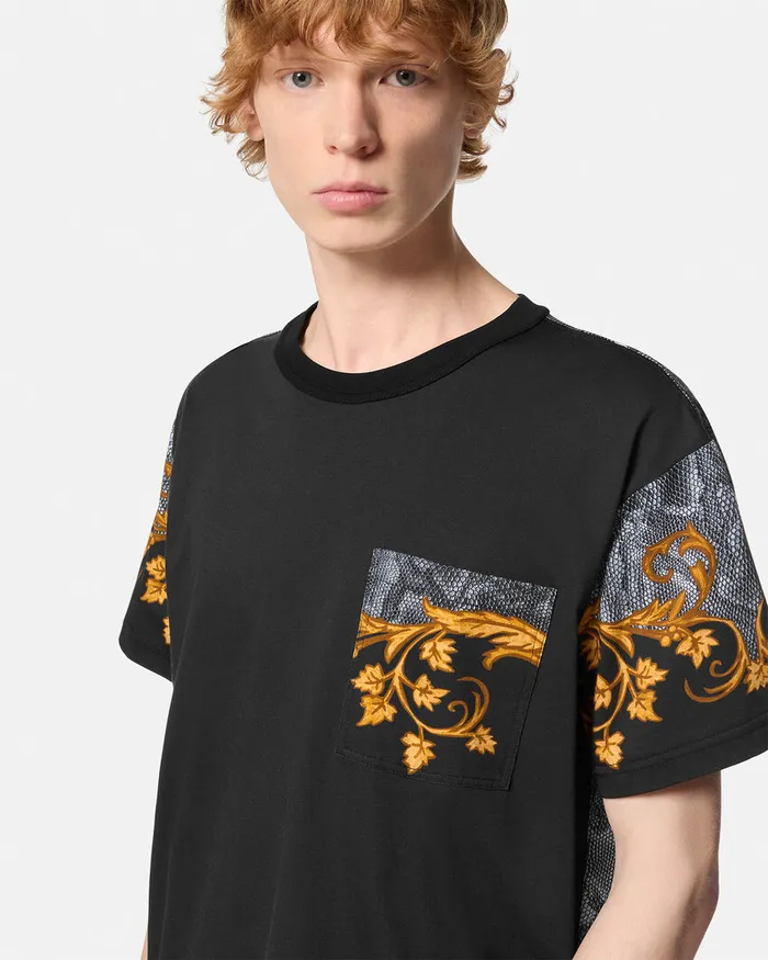 Versace Lizard RegularFit TShirt Blackprint Men Jeans Couture