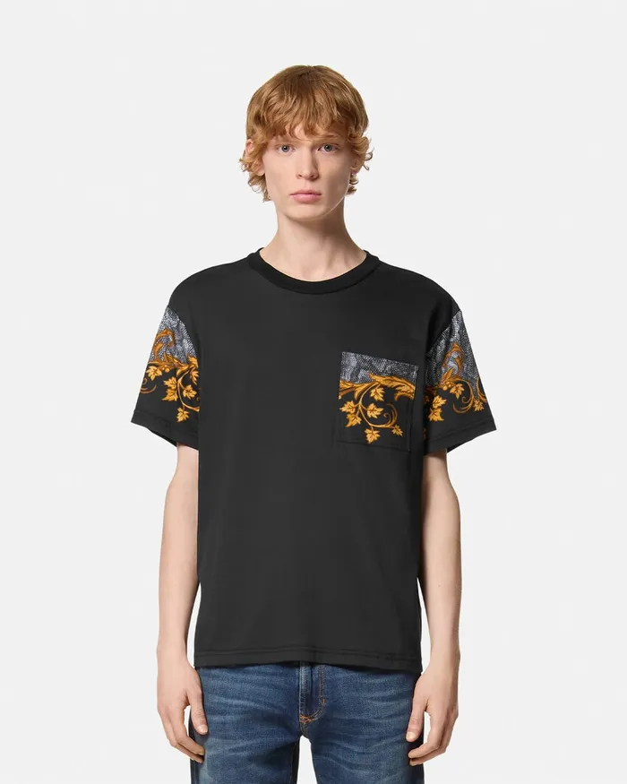 Versace Lizard RegularFit TShirt Blackprint Men Jeans Couture