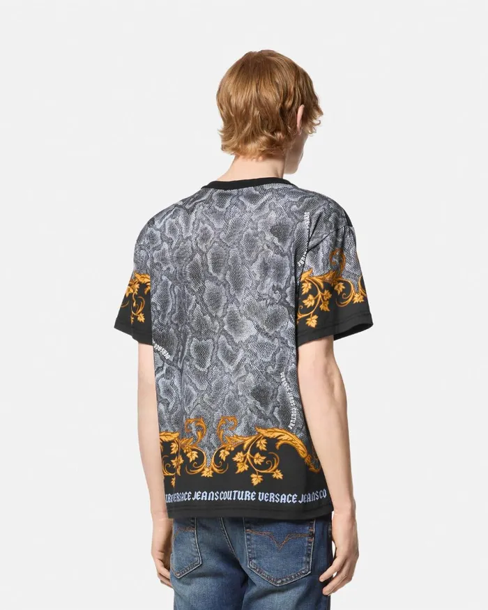 Versace Lizard RegularFit TShirt Blackprint Men Jeans Couture