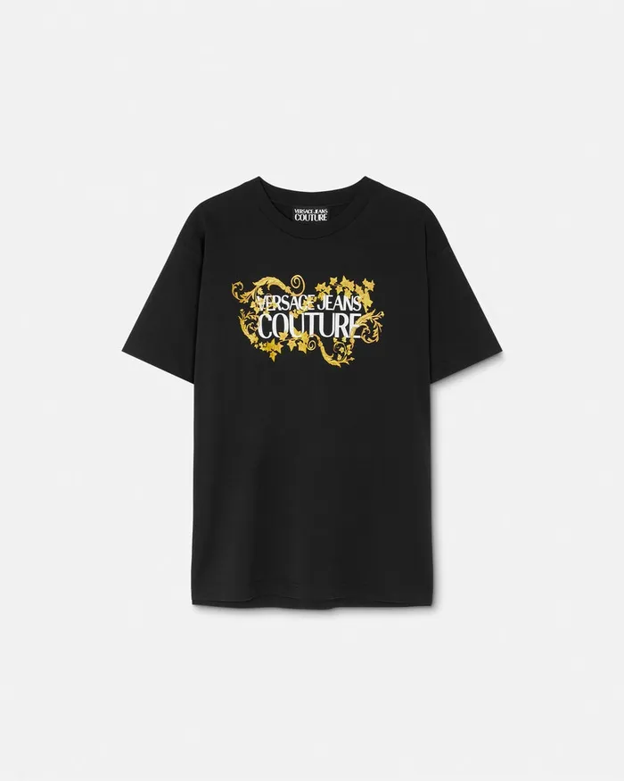 Versace Logo RegularFit TShirt Blackgold Men Jeans Couture