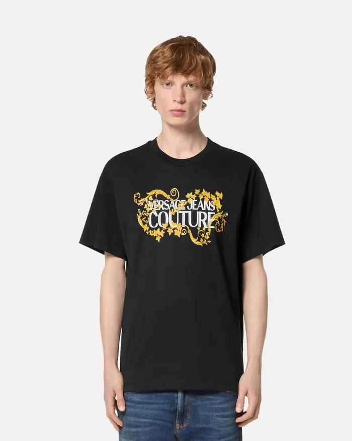 Versace Logo RegularFit TShirt Blackgold Men Jeans Couture