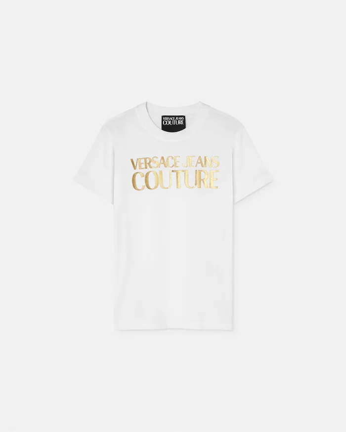 Versace Logo TShirt Whiteprint Women Jeans Couture