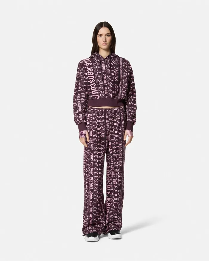 Versace Logomania Sweatpants Purple Women Jeans Couture