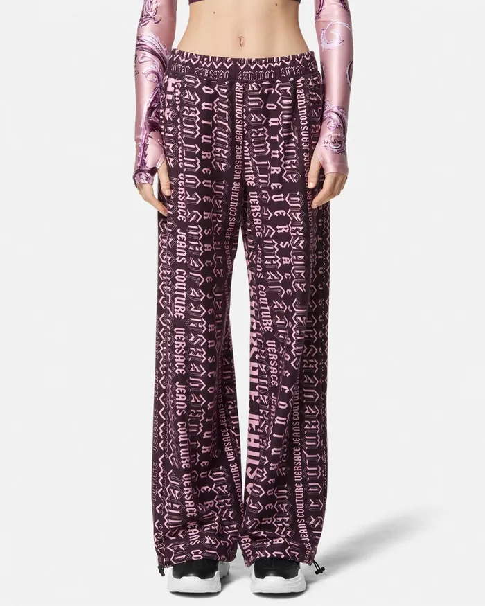 Versace Logomania Sweatpants Purple Women Jeans Couture