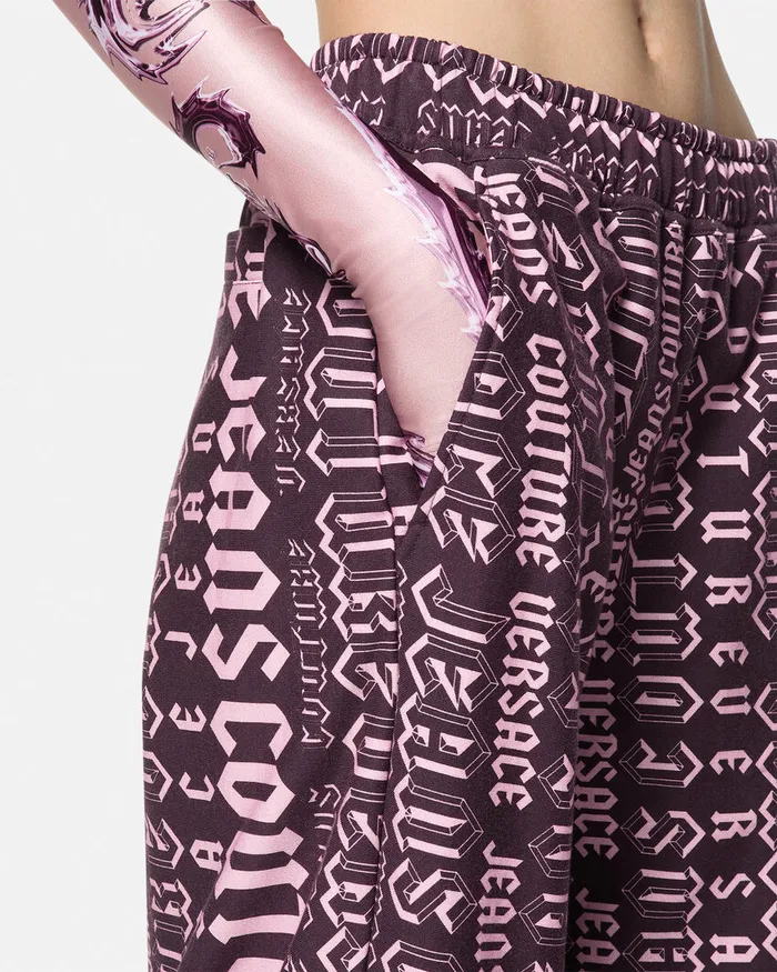 Versace Logomania Sweatpants Purple Women Jeans Couture