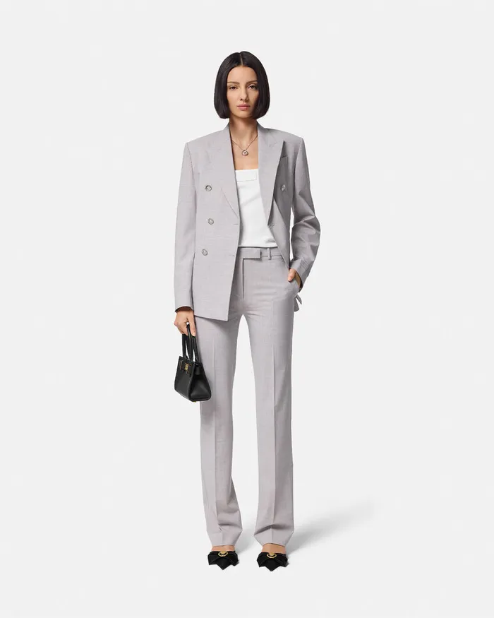 Versace Mlange StraightLeg Pants Gray Women Pants and Shorts