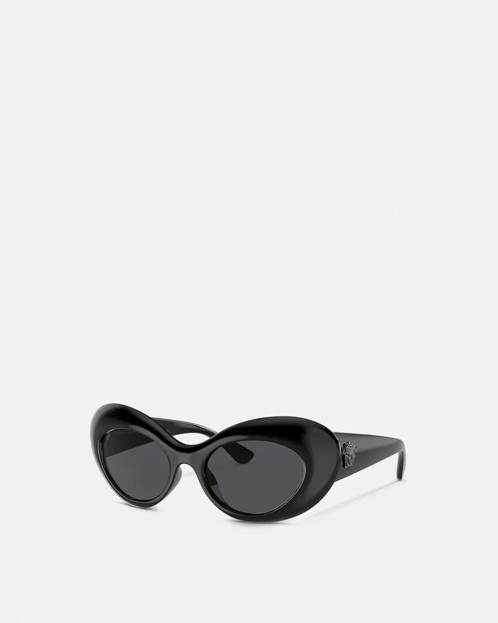 Versace Maxi La Medusa Oval Sunglasses Blackgold Women Sunglasses