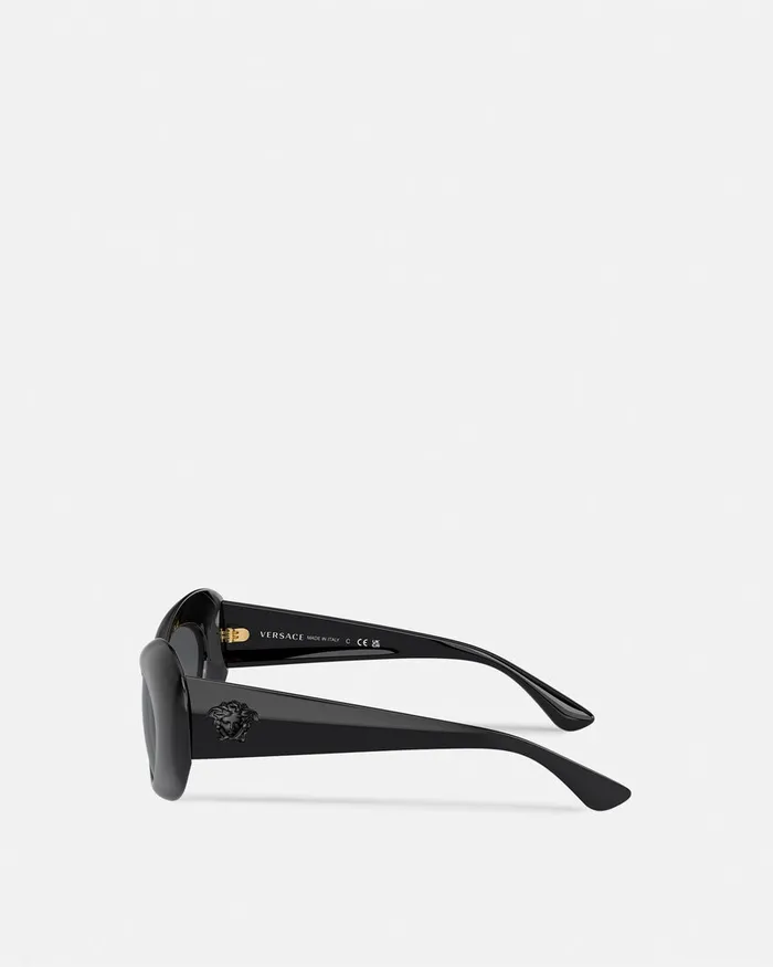 Versace Maxi La Medusa Oval Sunglasses Blackgold Women Sunglasses