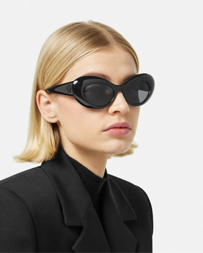 Versace Maxi La Medusa Oval Sunglasses Blackgold Women Sunglasses