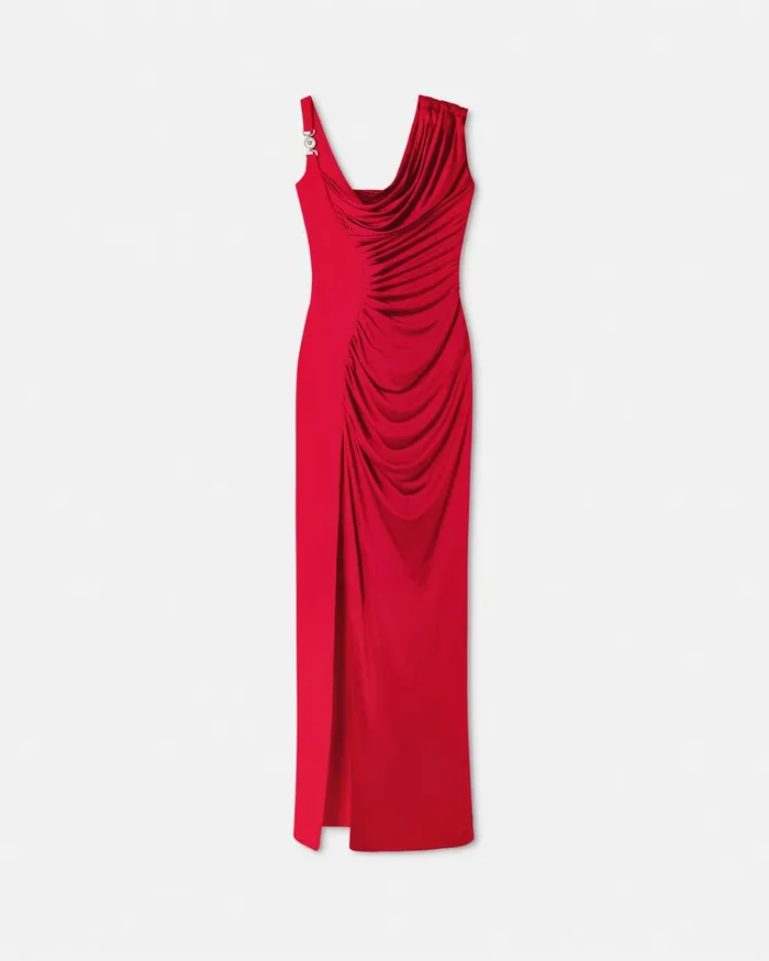 Versace Medusa 03995 Draped Gown Red Women Dresses