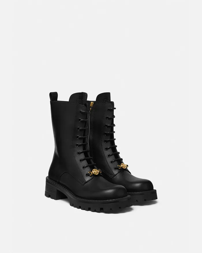 Versace Medusa 03995 LaceUp Boots 35 Mm Blackgold Women Boots