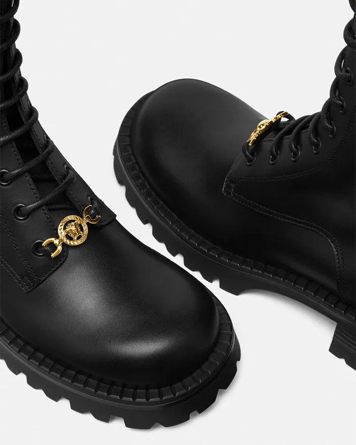 Versace Medusa 03995 LaceUp Boots 35 Mm Blackgold Women Boots