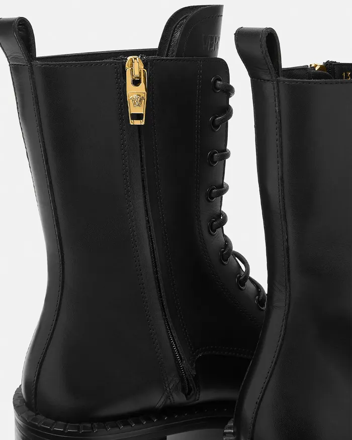 Versace Medusa 03995 LaceUp Boots 35 Mm Blackgold Women Boots