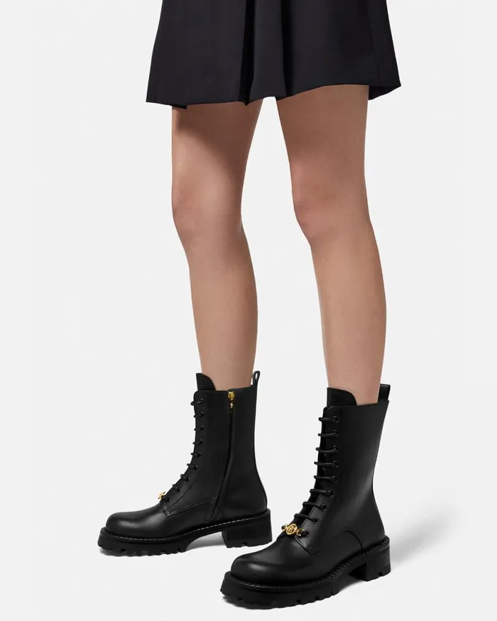 Versace Medusa 03995 LaceUp Boots 35 Mm Blackgold Women Boots