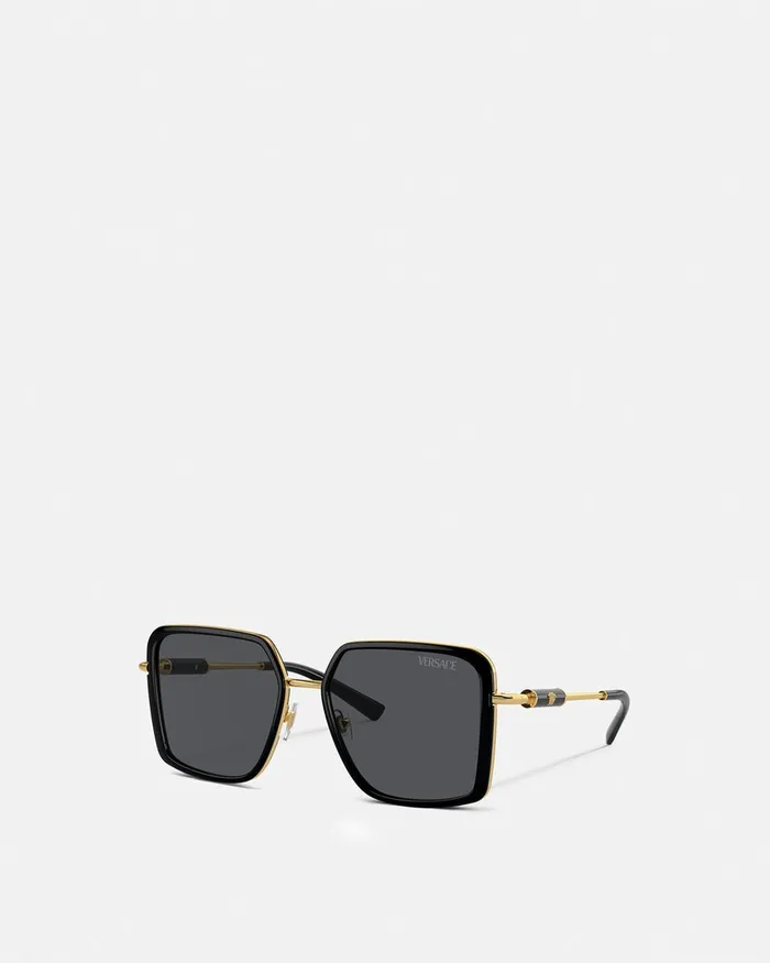 Versace Medusa Roller Squared Sunglasses Blackgold Women Sunglasses