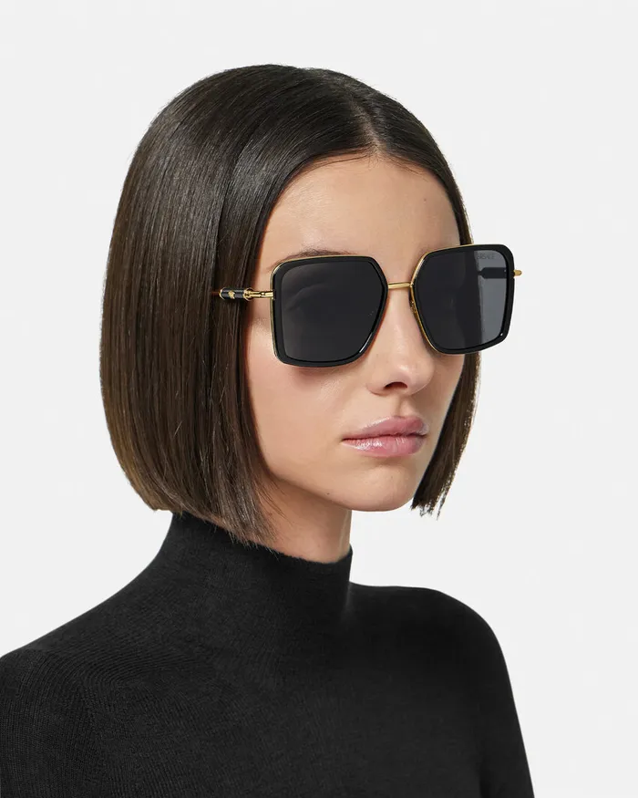 Versace Medusa Roller Squared Sunglasses Blackgold Women Sunglasses
