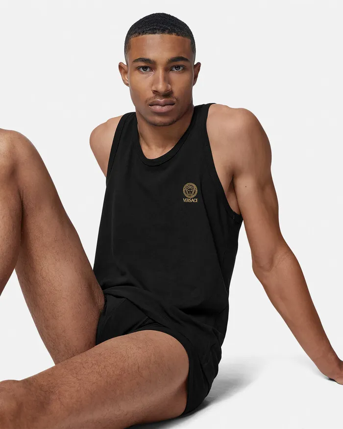 Versace Medusa Tank Top Undershirt Black Men Loungewear and Pajamas