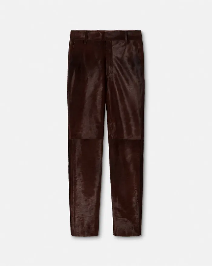 Versace PonyEffect Leather Pants Brown Men Blazers and Suits