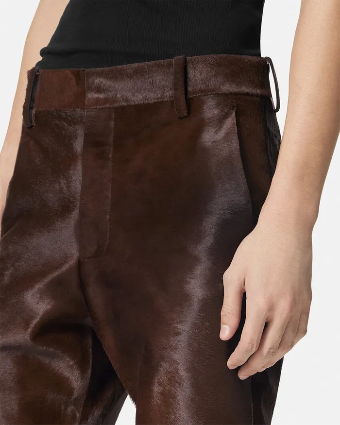 Versace PonyEffect Leather Pants Brown Men Blazers and Suits