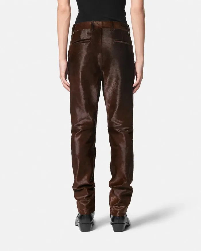 Versace PonyEffect Leather Pants Brown Men Blazers and Suits