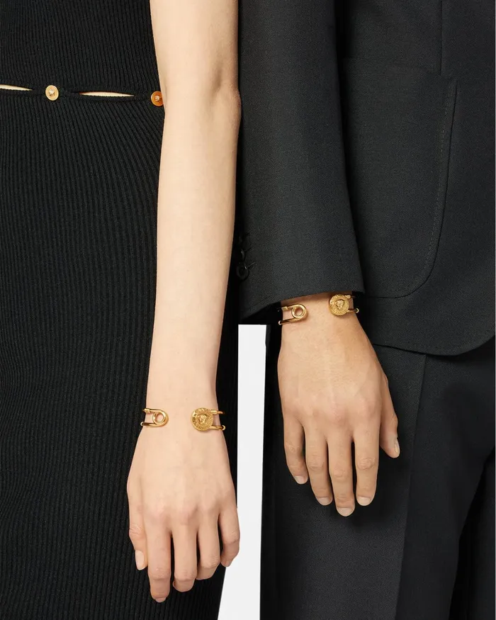 Versace Safety Pin Bracelet Light Gold WomenMen Bracelets