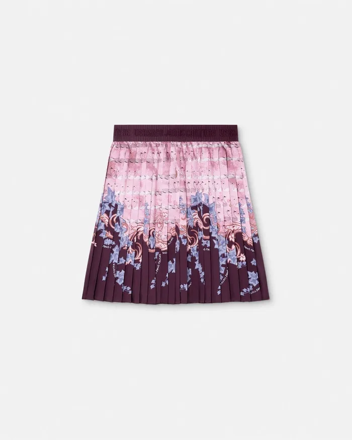 Versace Swan Lake Pleated Mini Skirt Pink Women Jeans Couture