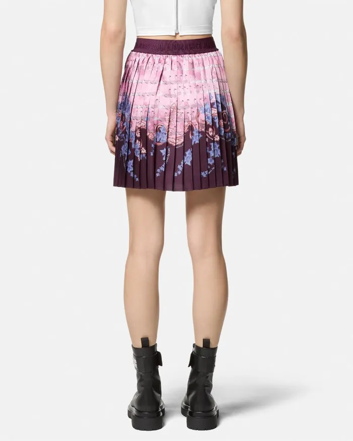 Versace Swan Lake Pleated Mini Skirt Pink Women Jeans Couture